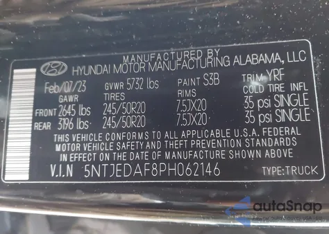 2023 Hyundai Santa Cruz Limited from USA, damaged, VIN 5NTJEDAF8PH062146